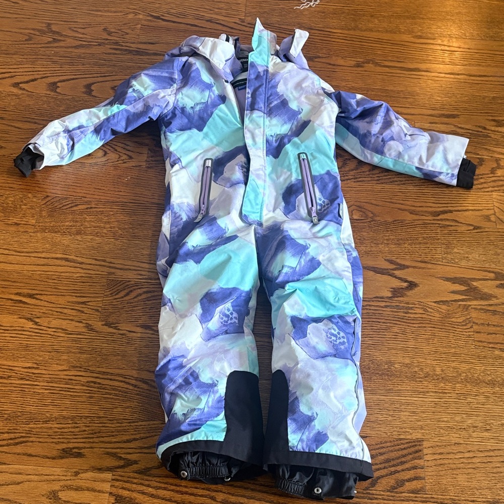 Kids' Purple & Turquoise One-Piece Puffer Snowsuit - Brand Not Specified